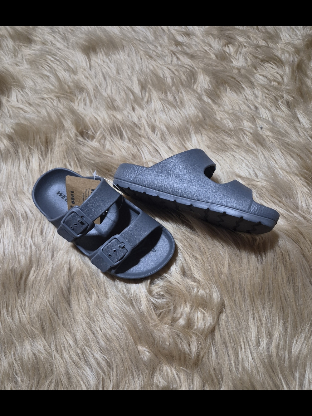 Weestep Double Adjustable Strap Slide Sandals Black Sz. Toddler 10